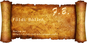 Földi Bálint névjegykártya